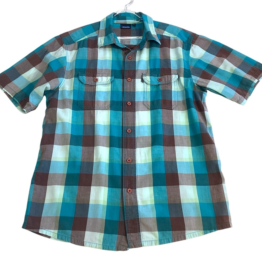 KAVU Men’s‎ Plaid Short Sleeve Lightweight Cotton Button Down Shirt, Large